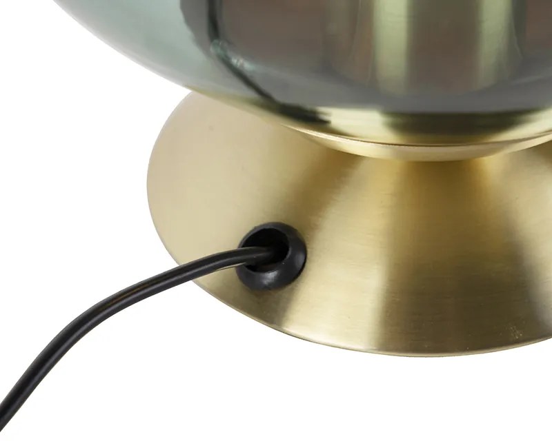 Stolná lampa v štýle Art Deco mosadz so zeleným sklom - Pallon