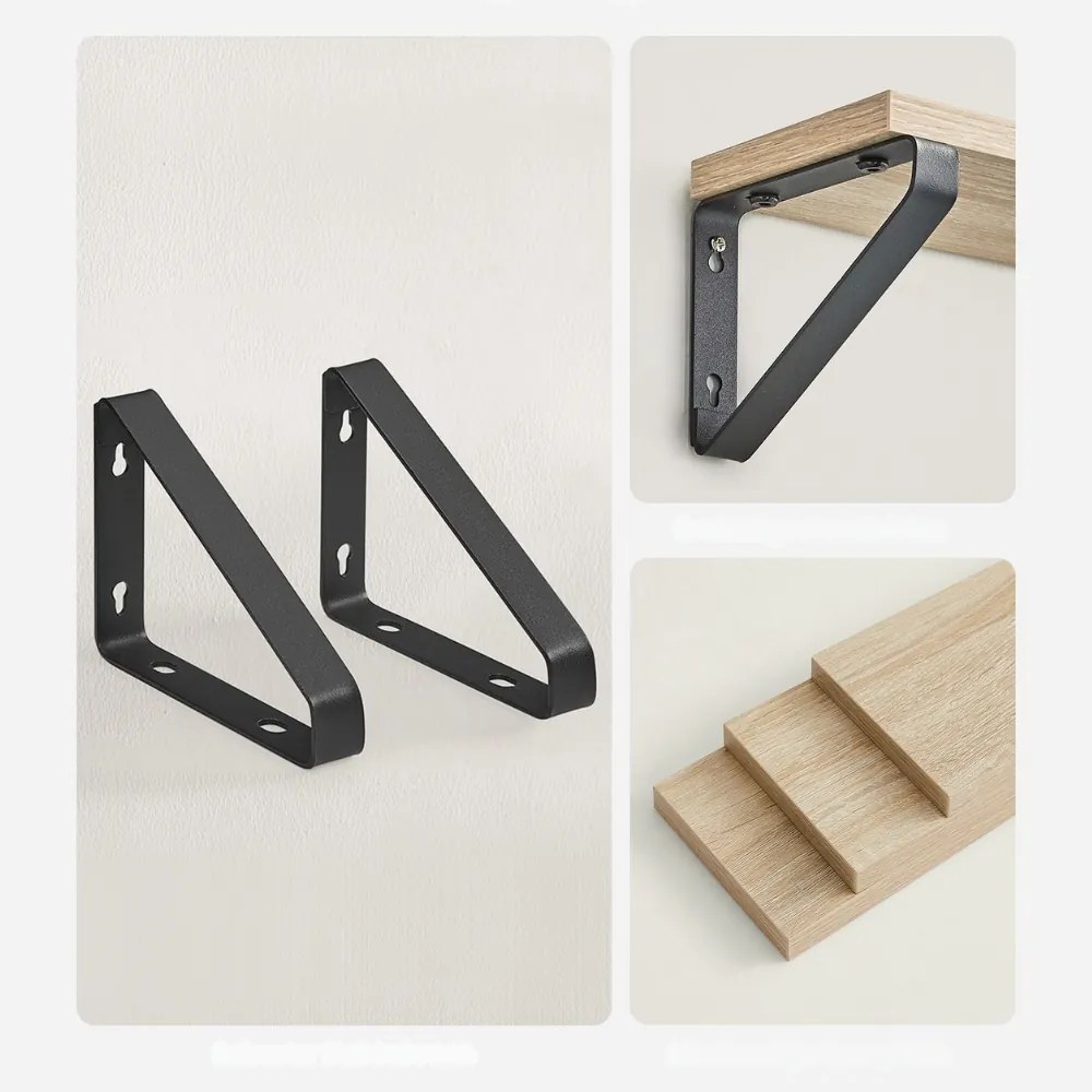 Nástenné konzolové police ABBY, 3ks, 30/35/40x12cm, čierna/bledá hnedá Vasagle