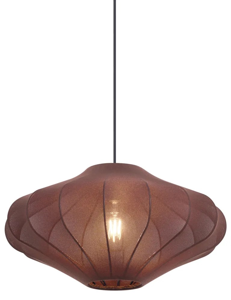 Japandi závesná lampa hnedá s látkovým tienidlom 50cm - Plu