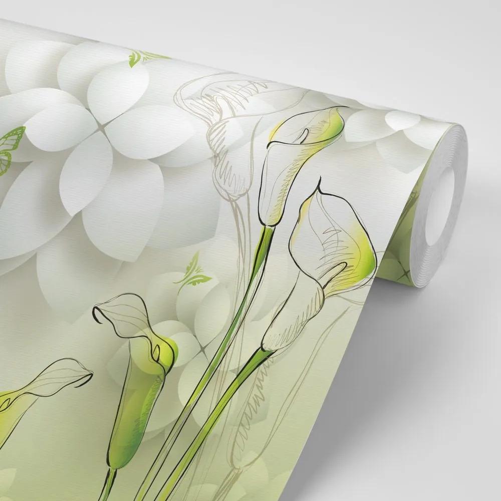 Samolepiaca tapeta abstraktné kvety - 150x100