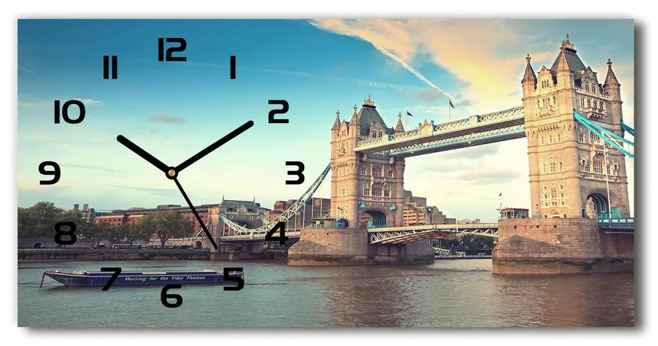 Vodorovné Sklenené hodiny na stenu Tower Bridge Londýn pl_zsp_60x30_f_102882604