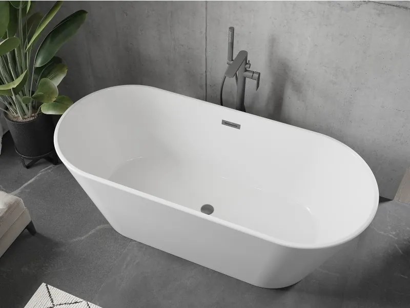 Mexen Flavia, voľne stojaca vaňa 170 x 75 cm, biela, brúsený grafit prepad, 54031708000-95