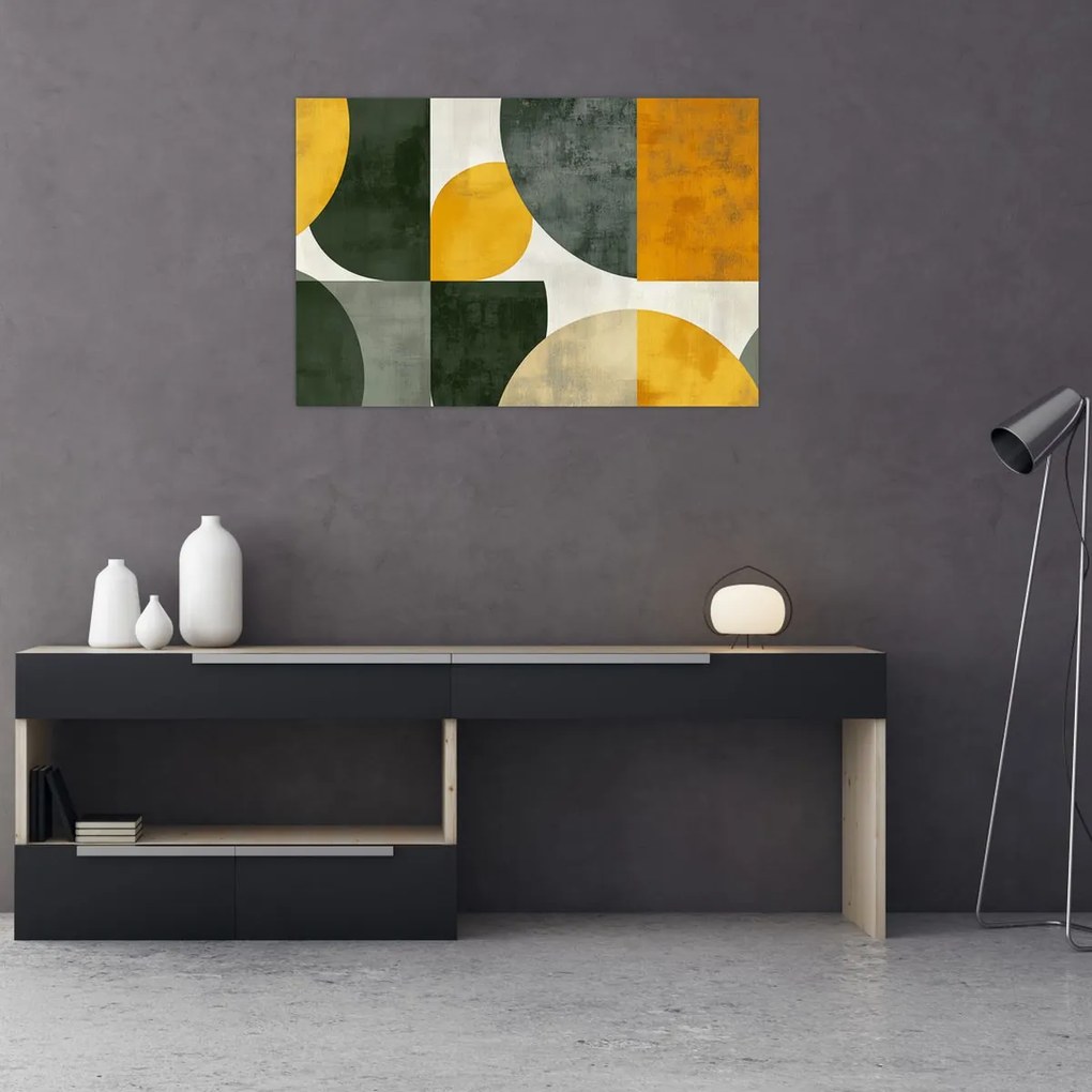 Obraz - Abstrakcia v olivovej farbe (90x60 cm)