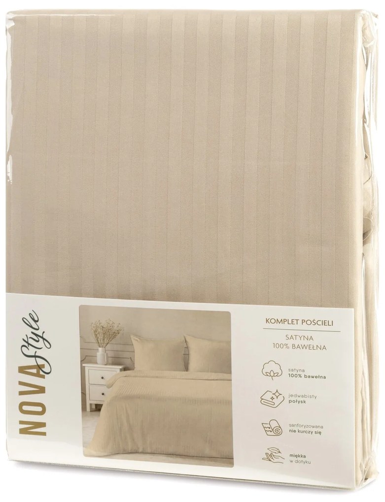 SATÉNOVÉ OBLIEČKY VERA 200X220 CM, 2 KS 70X80 CM BÉŽOVÉ