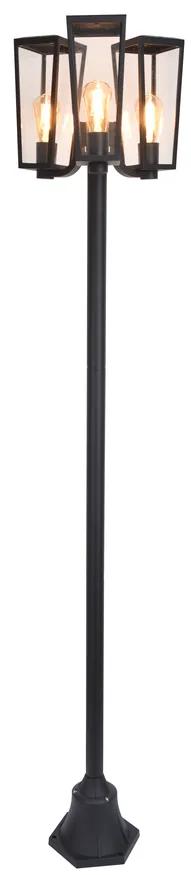 LUTEC Vonkajšia stojacia lampa PINE, 3xE27, 40W, čierna, IP44