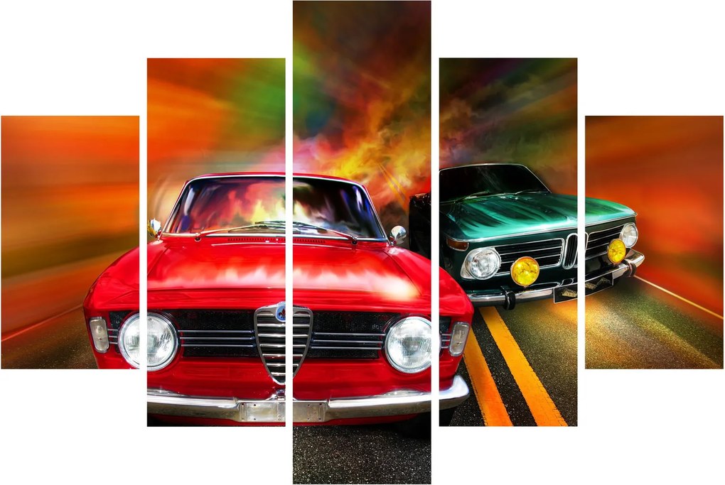 Obraz - Retro závodné autá (150x105 cm)