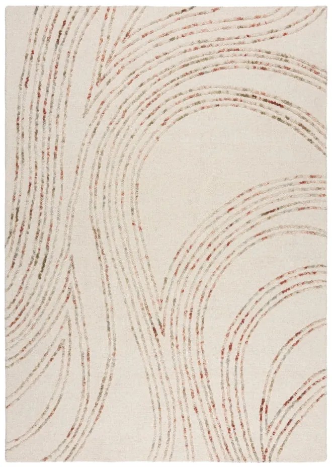 Oranžový/krémovobiely vlnený koberec 200x290 cm Abstract Swirl – Flair Rugs