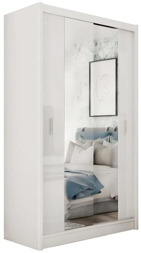 Skriňa Blanca 150 biela/biela lesk