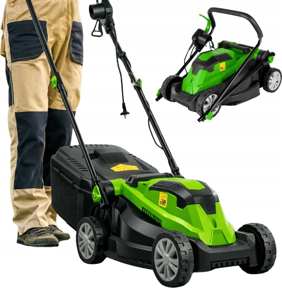 Silná elektrická kosačka 2200 W nastaviteľná do záhrady s košom, skladacia