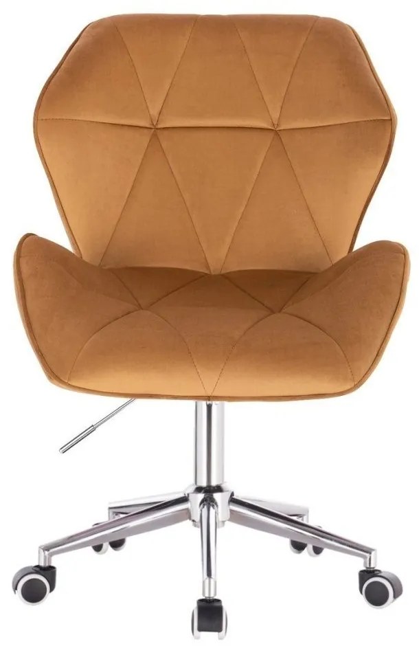 LuxuryForm DESIGN Stolička MILANO MAX VELUR na striebornej podstave s kolieskami - hnedá