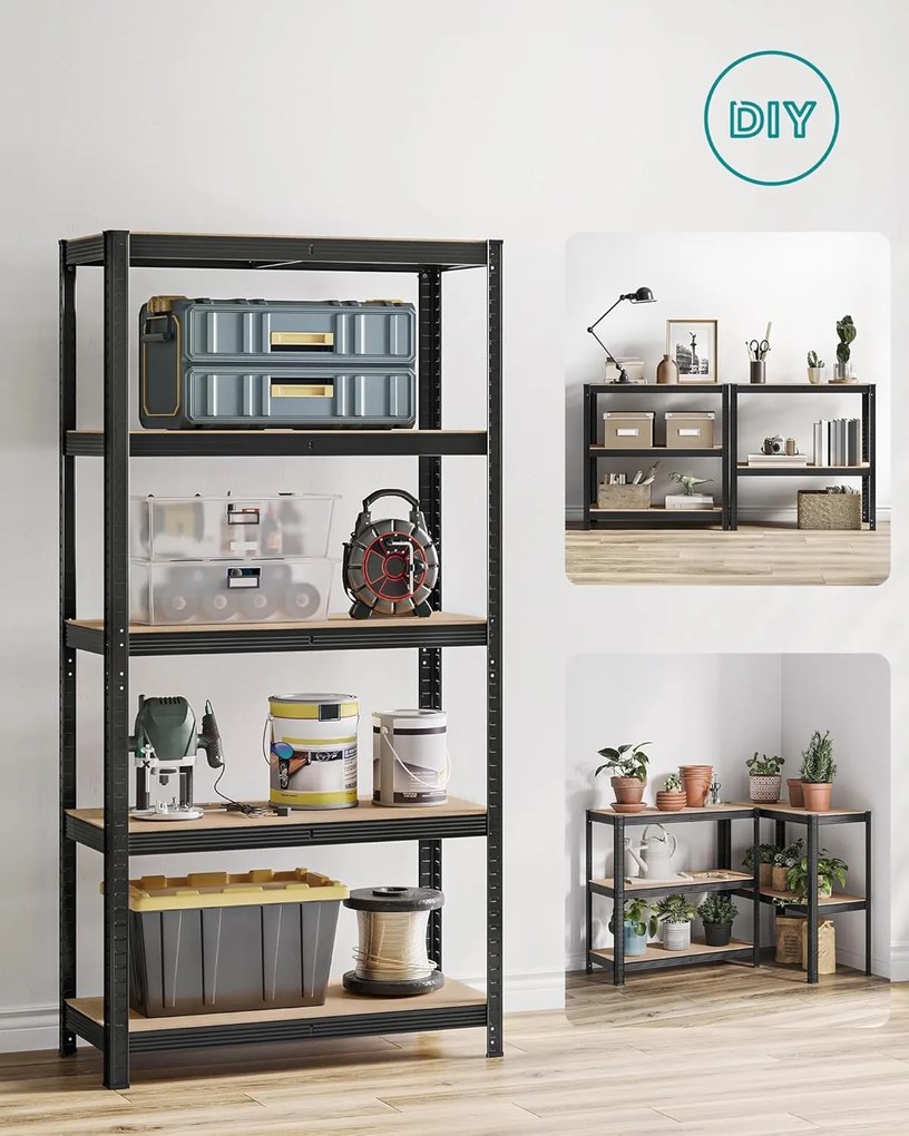 Oceľový regálový systém 2 ks, 180x90x40 cm, čierny