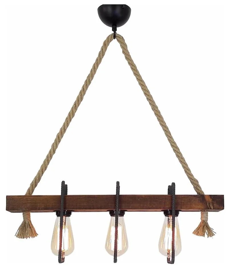 Závesný luster na lankách KUTUK 3xE27/40W/230V borovica