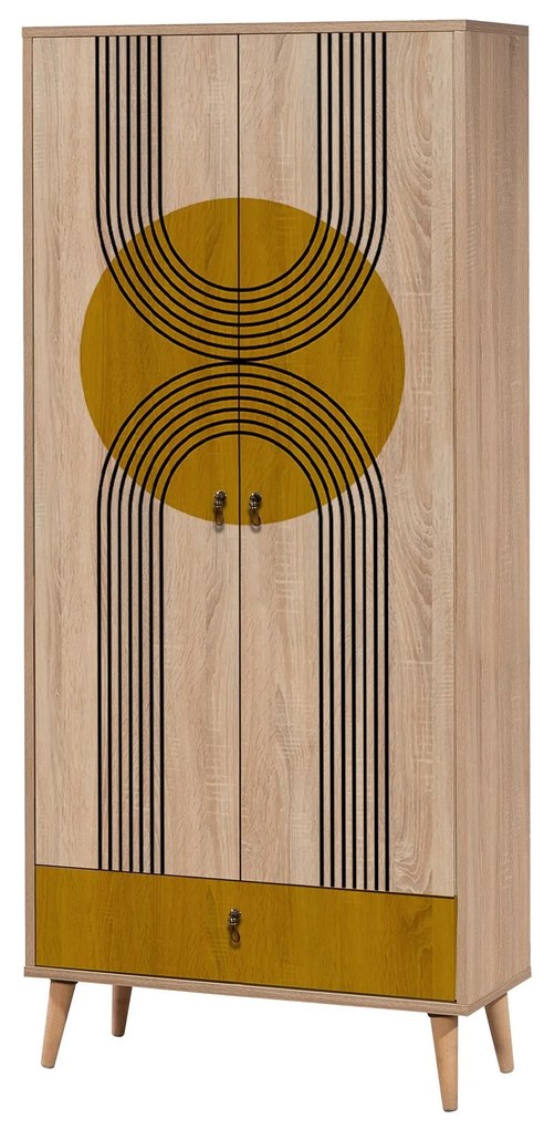 Šatníková skriňa Grandrop Sun 80 cm hnedá/viacfarebná