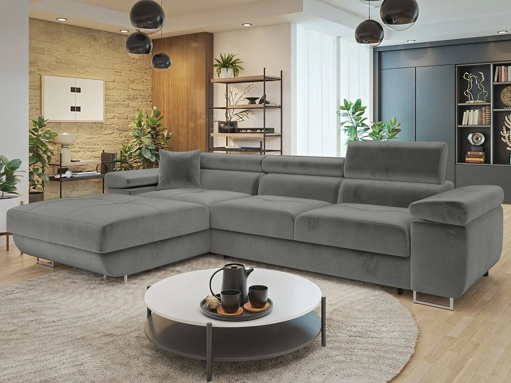 Rohová rozkladacia sedačka v tvare L Torezio Mini, Dostupné poťahy: ekokoža Soft 017 (biela) + Lux 05, Strana: ľavá