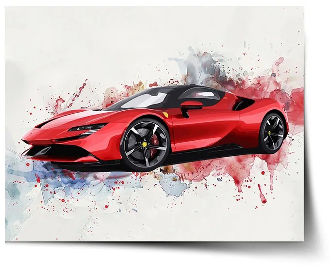 Sablio Plagát Ferrari na červenobielej - 60x40 cm