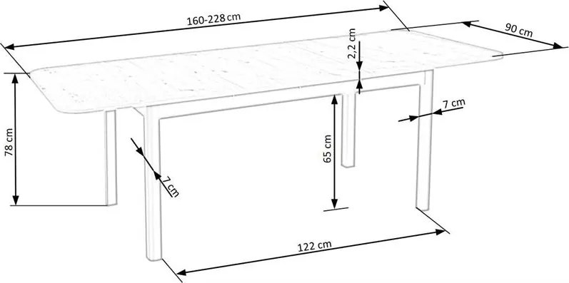 Rozkladací jedálenský stôl 160-228 cm Fapo (biela) (pre 6 8 osôb). Vlastná spoľahlivá doprava až k Vám domov. 1049121