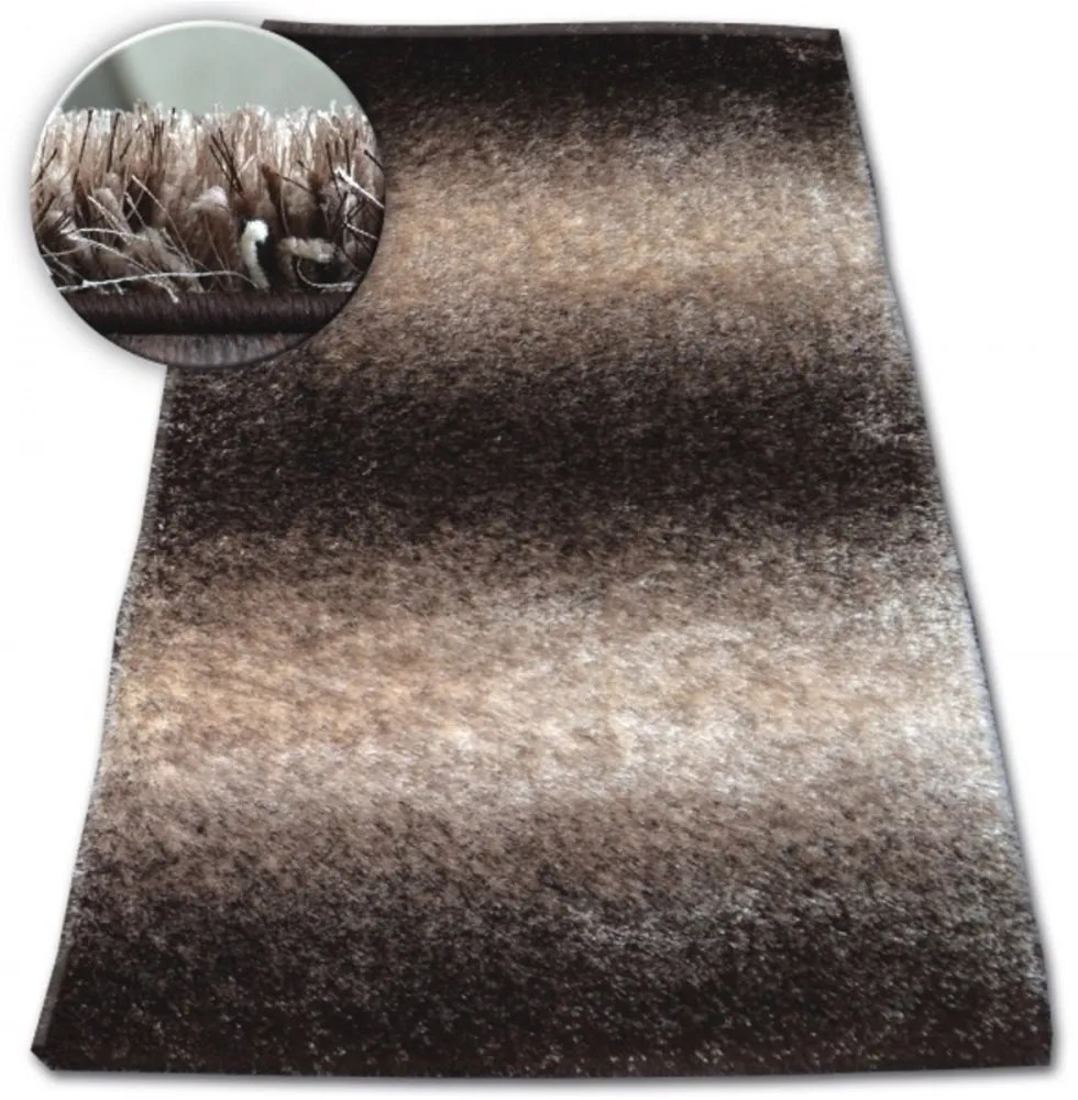 Luxusný kusový koberec Shaggy Ben hnedý, Velikosti 120x170cm