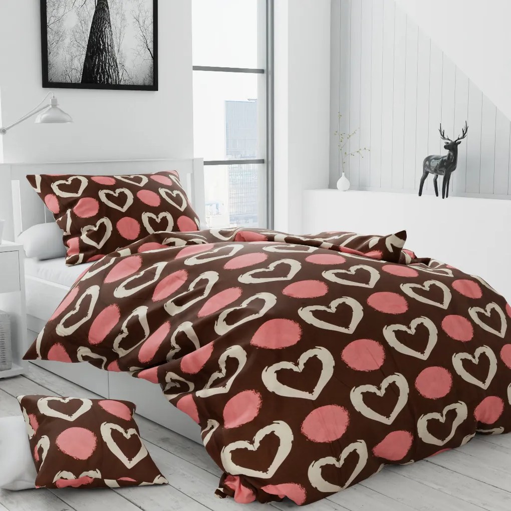 Bavlnené obliečky BENDIGO hnedé + povlak na vankúšik 40 x 40 cm Rozmer obliečky: 70 x 90 cm | 140 x 220 cm