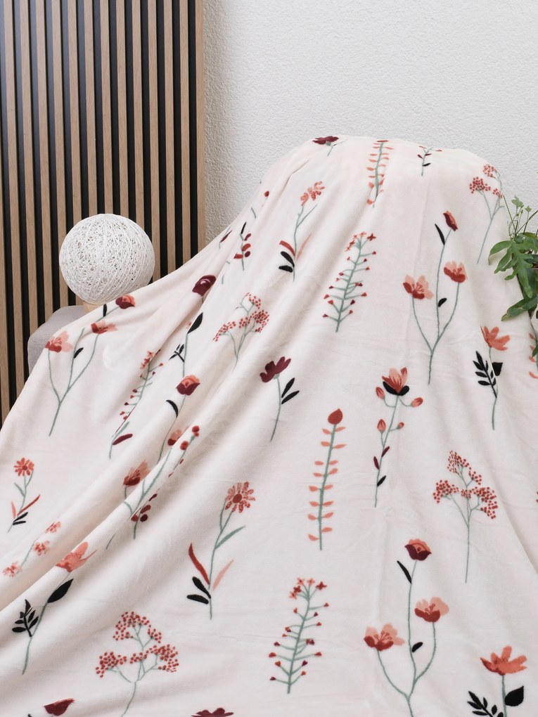 Deka mikroplyš 150 × 200 cm – Vlčie maky bežové