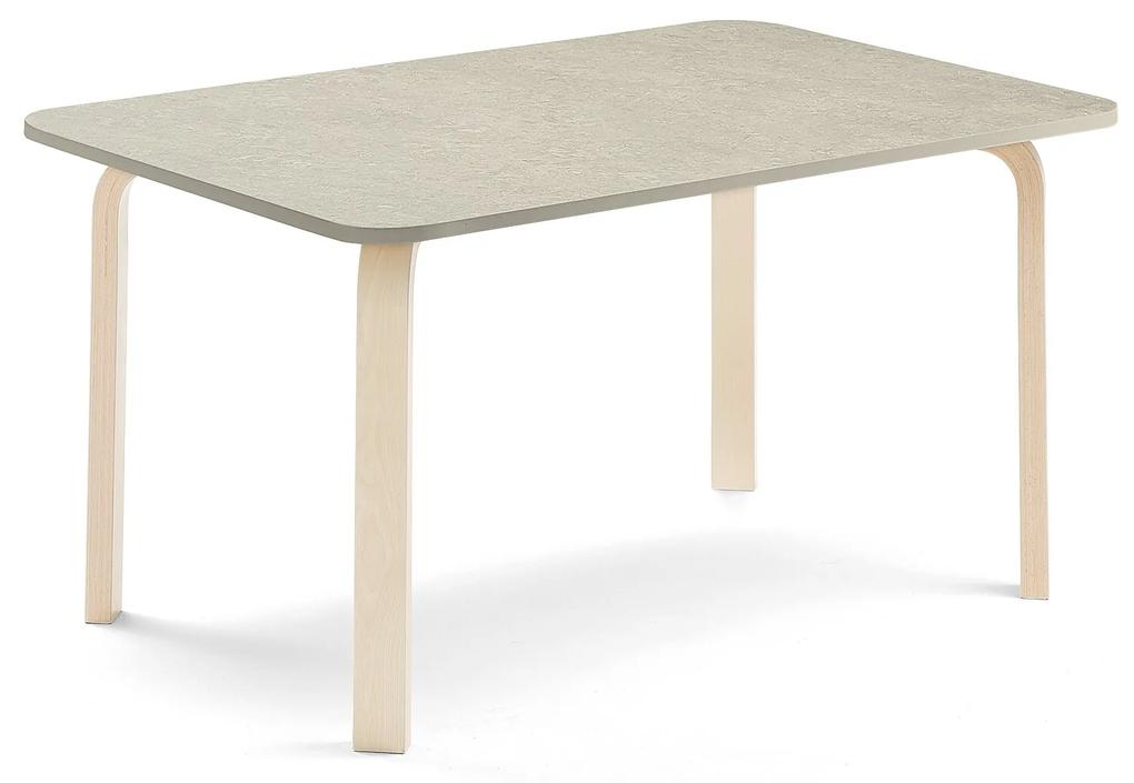 Stôl ELTON, 1200x600x590 mm, linoleum - šedá, breza
