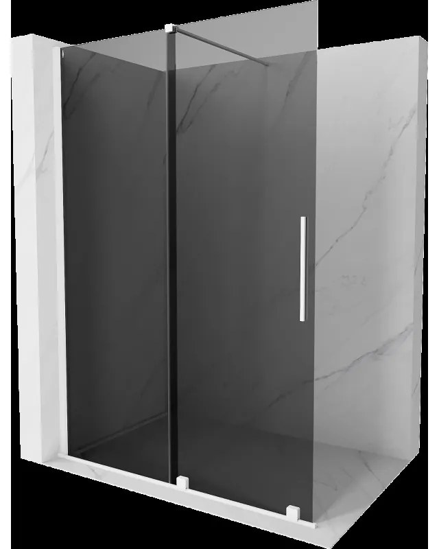 Mexen Velar sprchová stena posúvateľná Walk-in 140 x 200 cm, grafit 8 mm, biela - 871-140-000-43-20