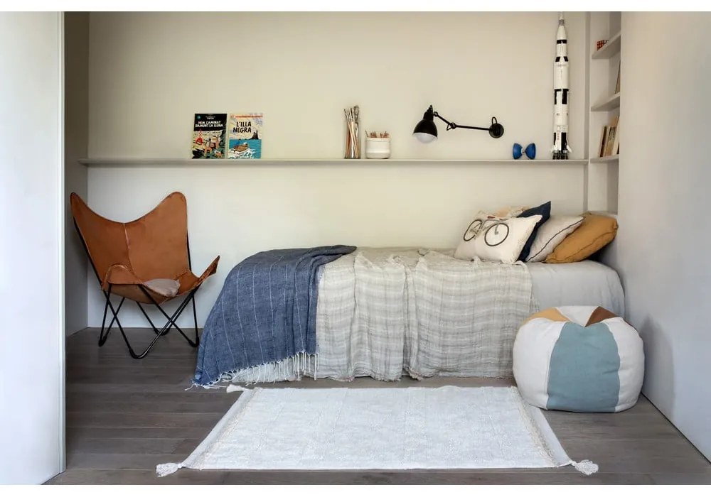 Krémový prateľný ručne tkaný bavlnený koberec 120x160 cm Bloom Natural – Lorena Canals