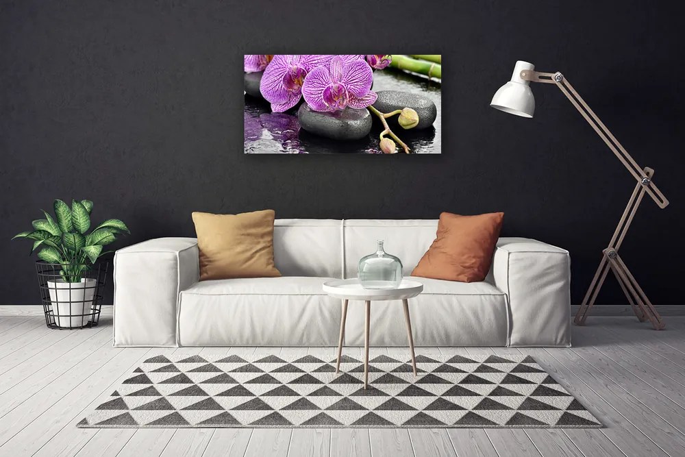 Obraz Canvas Kamene zen orchidea kúpele 100x50 cm