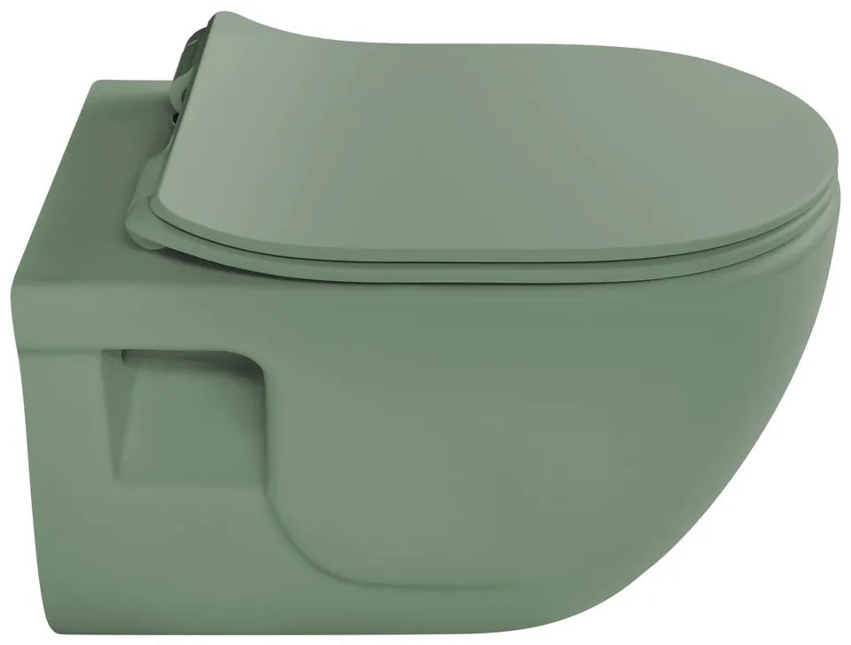 Sapho Sapho, BRILLA závesná WC misa, Rimless, 36,5x53cm, zelená mat, 100614-128