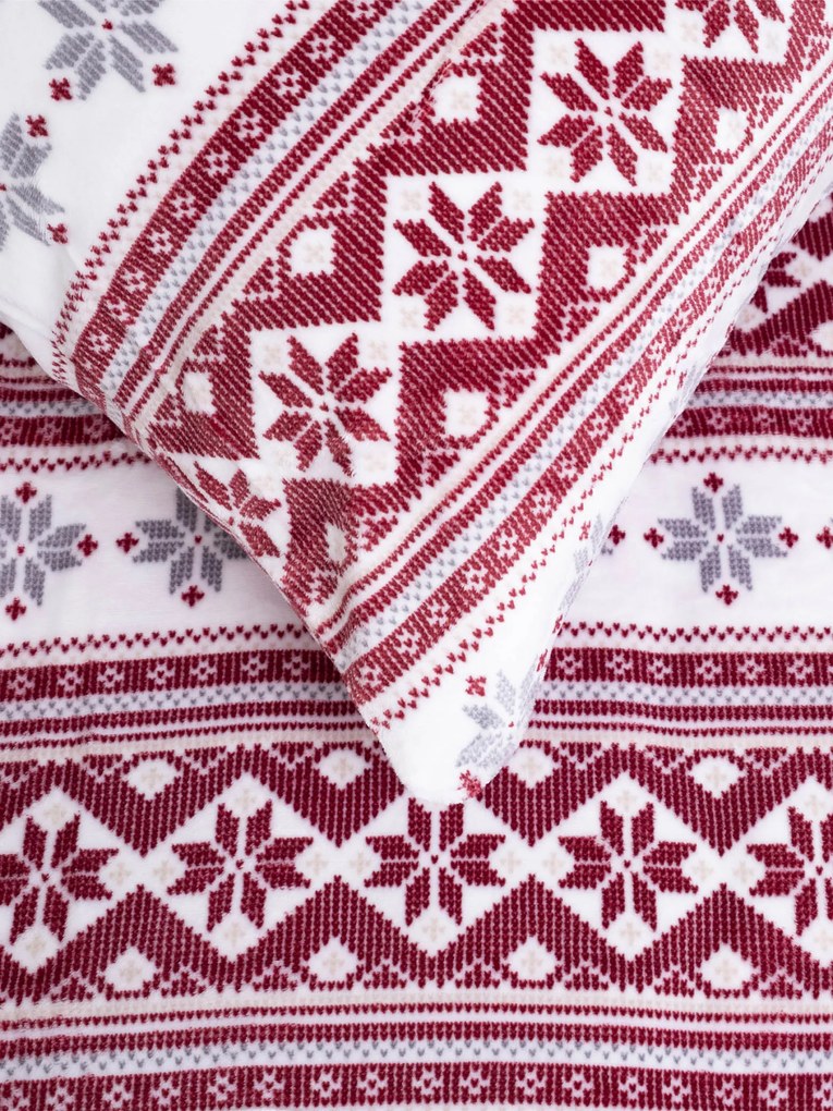 Predĺžené obliečky mikroplyš Exclusive – Winter červené