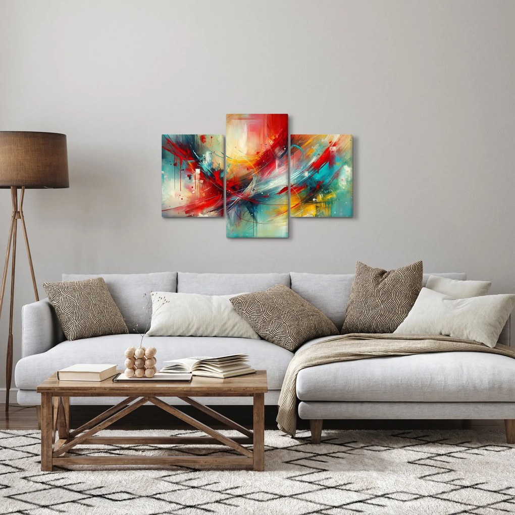 Obraz – Abstrakcia s červenou (90x60 cm)