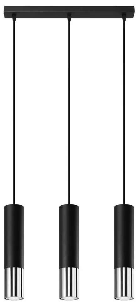 Sollux SL.0942 - Luster na lanku LOOPEZ 3xGU10/10W/230V čierna/chróm
