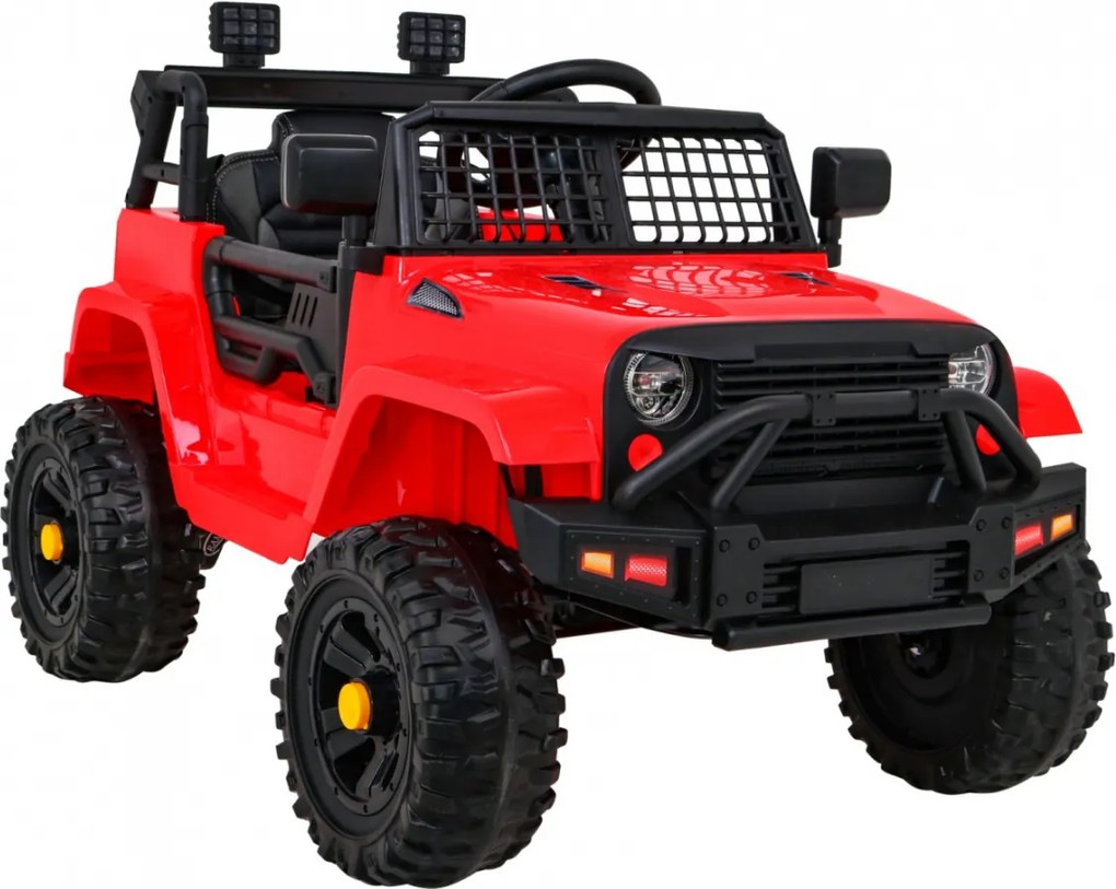 Ramiz Autíčko na batérie Jeep Dark Night pre deti Červené + pomalý štart + EVA + LED Audio