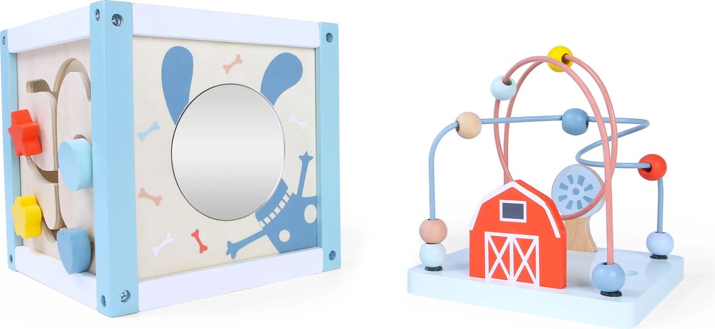 Drevená edukatívna kocka so sorterom a kockami ECOTOYS