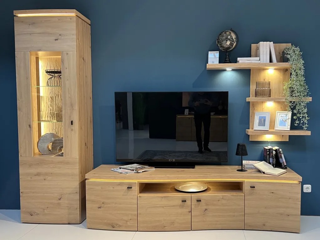 Obývacia stena Bolus, dub artisan, s osvetlením