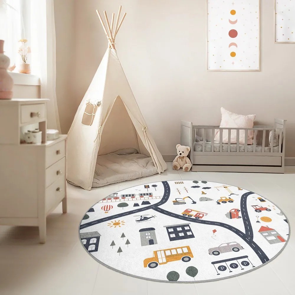 Prateľný detský hrací koberec ø100 cm World Around Me – Mila Home