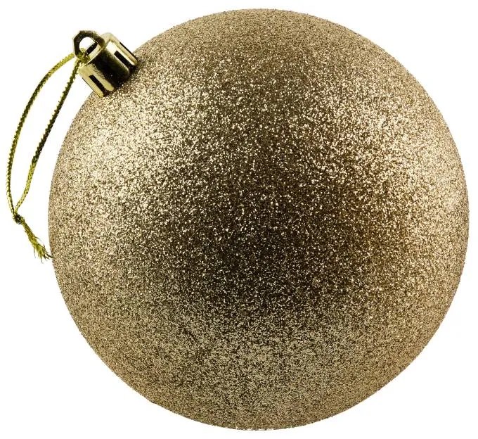 DECOLED Plastová koule, prům. 10 cm, šampaň, 6x glitter