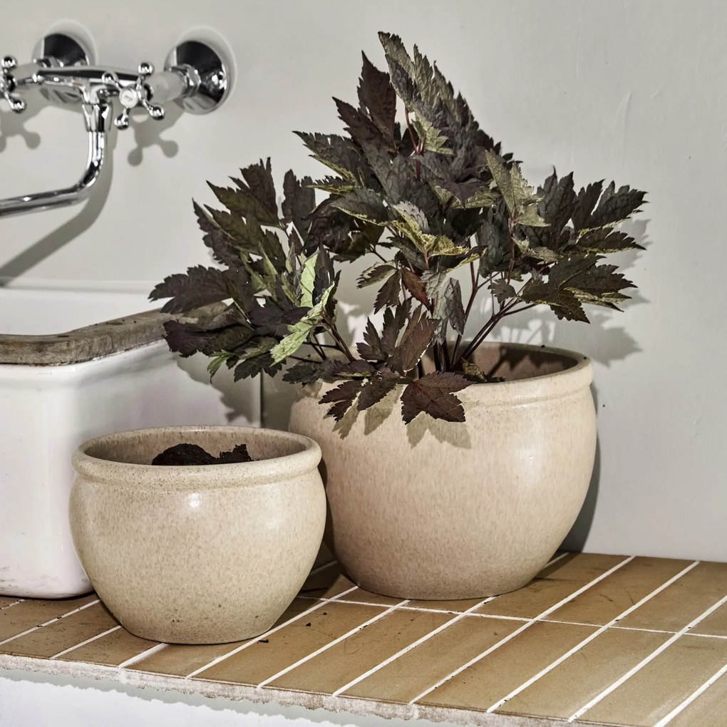 House Doctor Keramický obal na kvetináč Vale Beige Menší