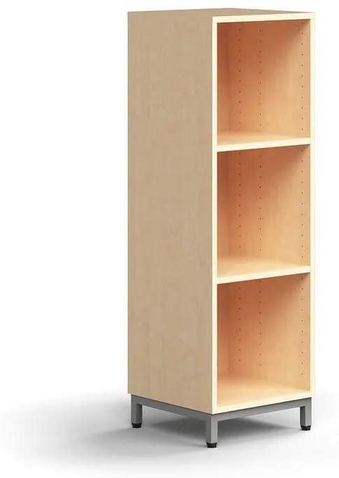 Knižnica QBUS, 2 police, na nožičkách, 1252x400x400 mm, strieborná, breza