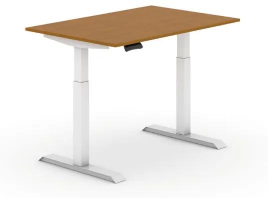 Výškovo nastaviteľný stôl, elektrický, 735-1235 mm,  doska 1200x800 mm, čerešňa, biela podnož