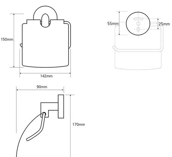 Mosadzný držiak na toaletný papier v striebornej farbe Sapho X-Round