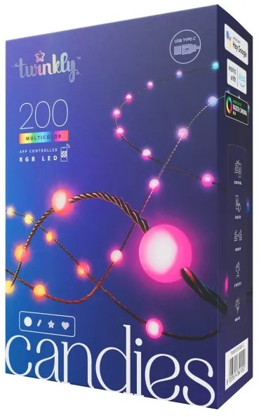 Twinkly TWKP200RGB-G - LED RGB Stmievateľná vianočná reťaz 200xLED 14 m USB Wi-Fi