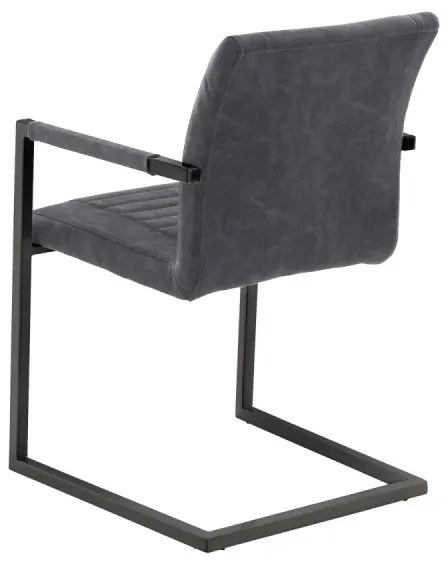 furniture-nabytek.cz - Sada 2 masívnych kresiel s podrúčkami Picton, umelá koža / kov, šedá/čierna