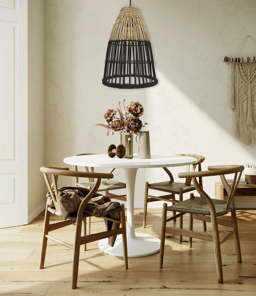 Toolight Toolight, stropné svietidlo 1xE27, APP1328-1CP, čierna-prírodná hnedá, OSW-02462