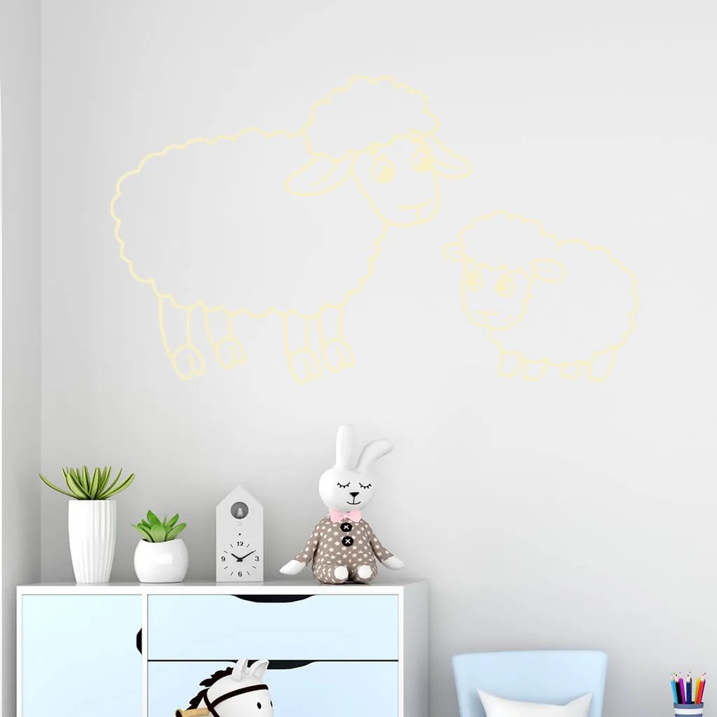 Veselá Stena Samolepka Ovečky Farba: černá, Veľkosť: 80 X 48 cm