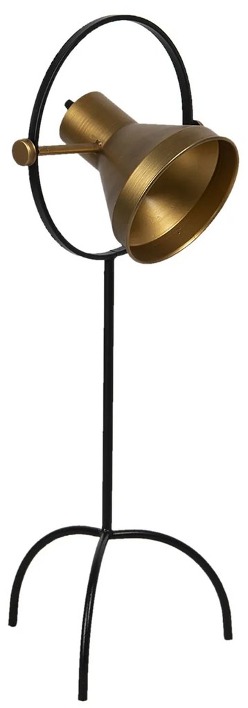 Stojací čierna lampa na trojnožke so zlatým tienidlom Sofronia - 33 * 31 * 79 cm