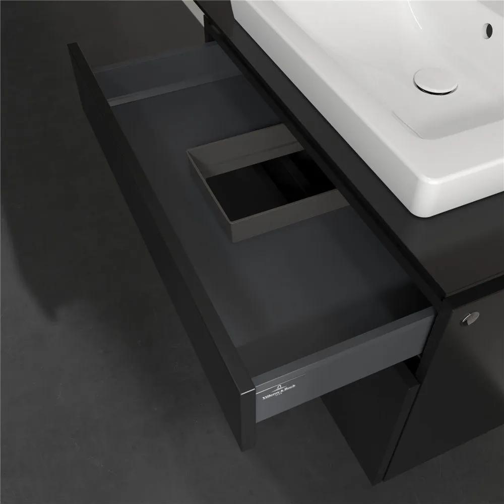 VILLEROY &amp; BOCH Legato závesná skrinka pod umývadlo (umývadlo v strede), 2 zásuvky, 800 x 500 x 550 mm, Black Matt Lacquer, B67900PD
