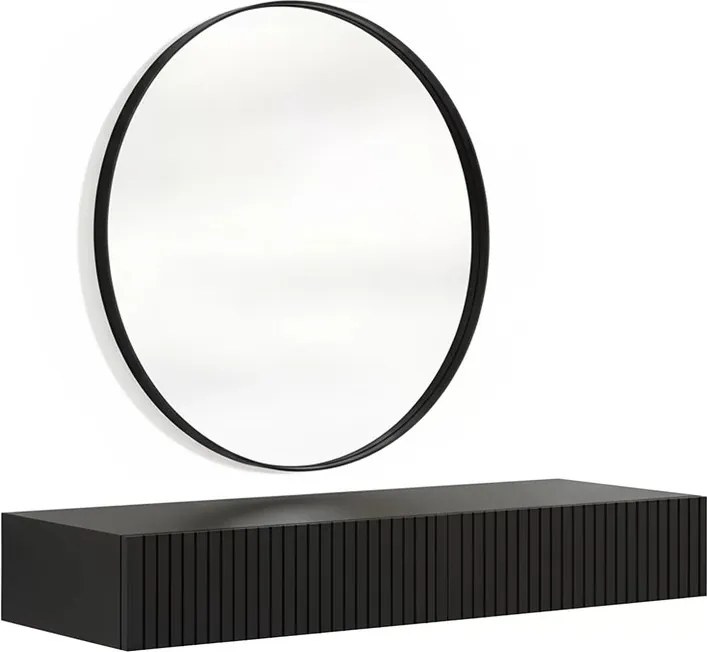Závesný toaletný stolík Nicole so zrkadlom 80 cm - čierny mat