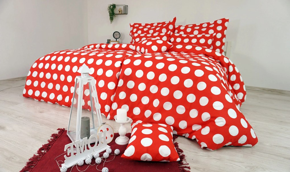 Obliečky bavlnené Dots červené EMI: Vankúš 45x65