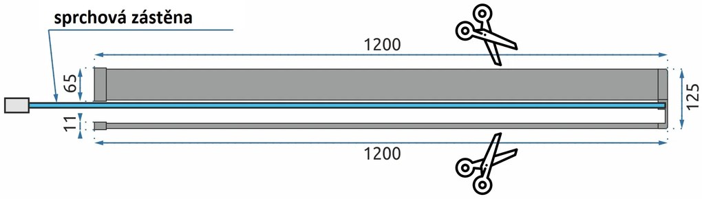 Kovová polica a vešiak na uteráky MAXMAX Rea EVO - na 8mm zásteny - čierna matná