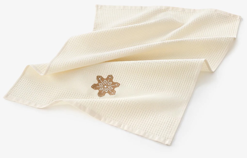 Goldea vianočná kuchynská vaflová utierka s výšivkou - perník na krémovom 50 x 70 cm